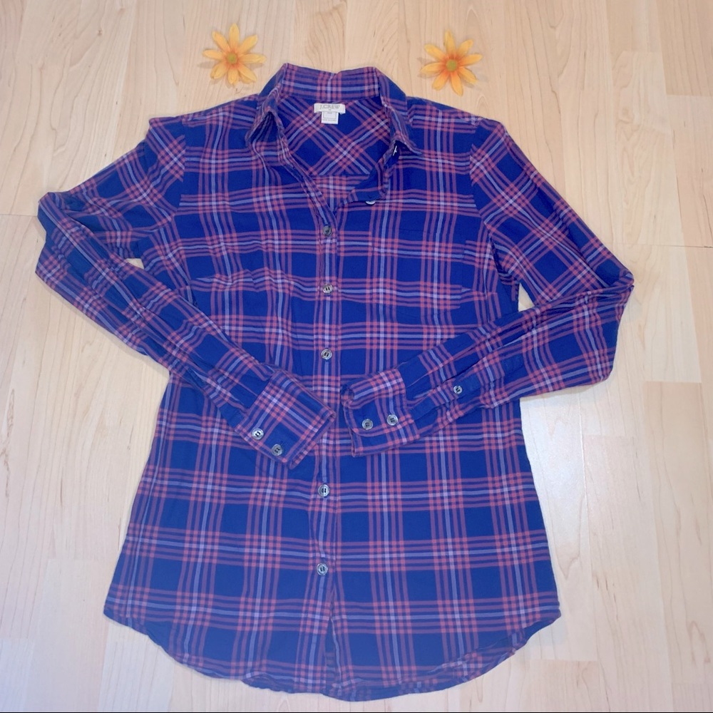 J. Crew Plaid Button Up Shirt Sz XXS